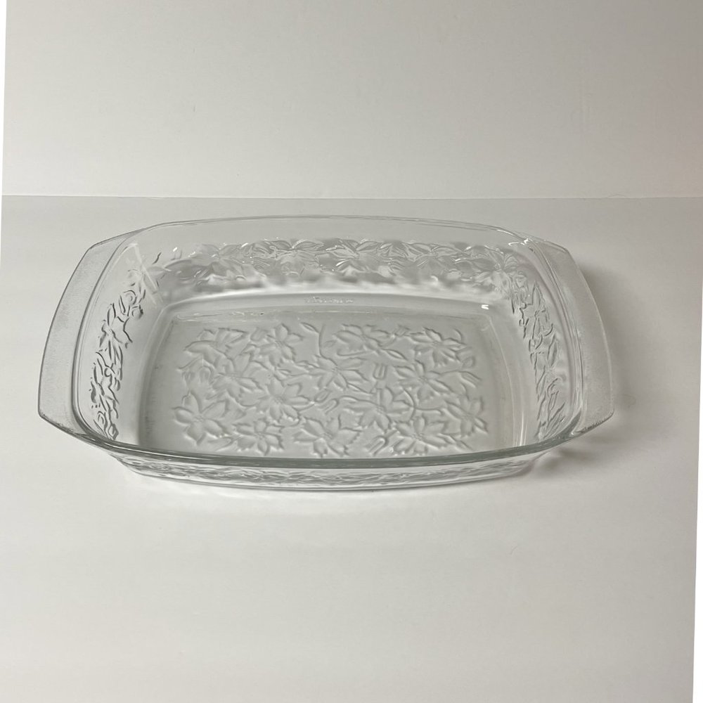 Princess House Baking Casserole Dish, Fantasia Pattern, Frosted Glass
